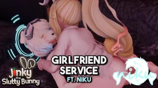 🐇GIRLFRIEND SERVICE - Slutty Bunny gets called over to service and MILK a FEMBOY~💼