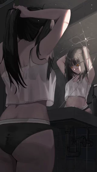 Yoru tying her hair