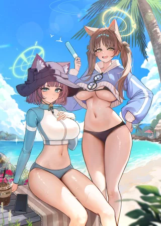 Neko Saki and Moe [Blue Archive]