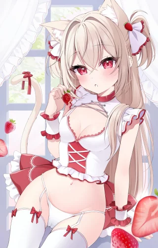 Blonde strawberry catgirl (by Kaname Eri)