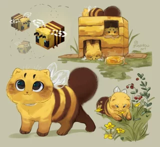 \"Bee Kitties\" by GrayPillow