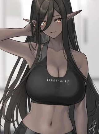 Dark Elf in a Sports Bra [Original]