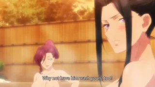 She wants him to help wash her back (World\'s End Harem)