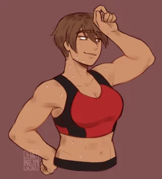 Ruby Taylor, my Elite Guard OC from my Doom fanfic \"Day of Wrath,\" in training sportswear. Art by jennymas289