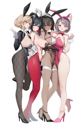Bunny Ade, Rouge, Bay and Milk (hido) [Goddess of Victory: Nikke]