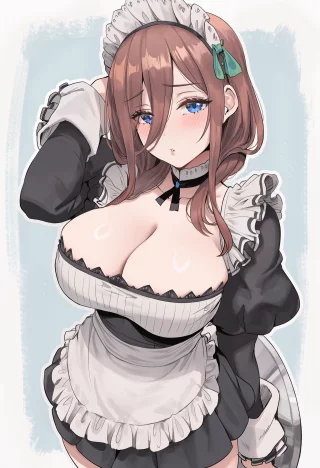 Miku on her first day in a maid cafe