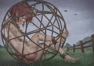 Inside her cage