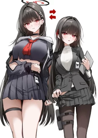 Rio (blue archive) and Chisa (Wuthering Waves) swap clothes (furuming1)