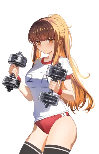 Hakuno Posing with Dumbbells [Fate]