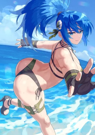 Leona playiny in the ocean (The King of Fighters)