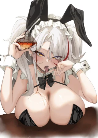 Bunny Prinz Eugen pouring liquor on herself (Satou Daiji) [Azur Lane]