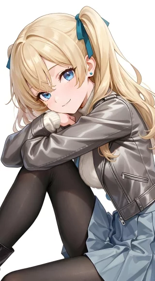 Leather Jacket & Tights