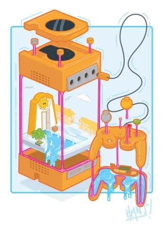 Mario Sunshine: Isle Delfino Isometric by Jakob Todd