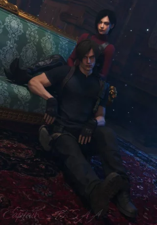 Leon Kennedy and Ada Wong By captain0bsaa