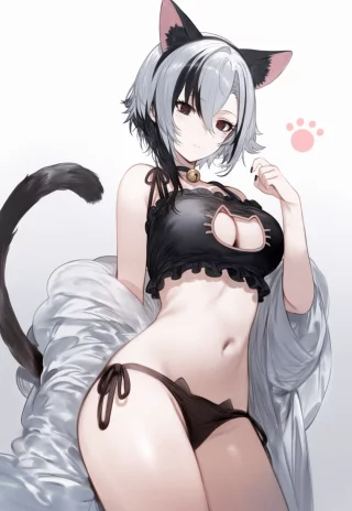 Arlecchino In Neko cosplay