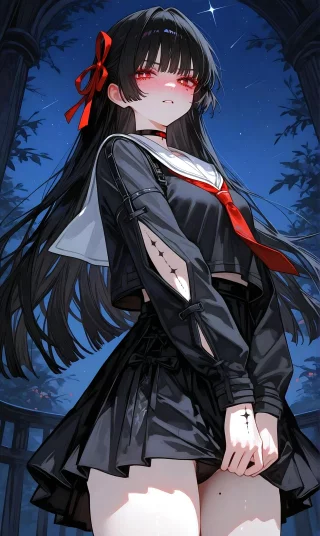 Chisa giving a tiny peak (Wuthering Waves)