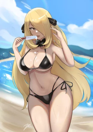 Cynthia at the beach [Pokemon]