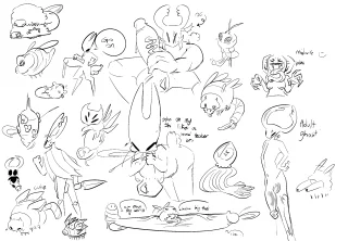Hollow knight doodles with my friend! (Art by me, or most if it anyway. My friend doesn’t have an account)