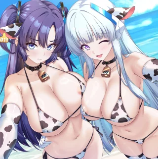 Yuuka and Noa Cow Bikini