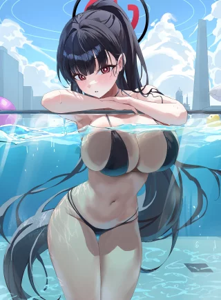 Rio partially submerged in the pool (hido_88)