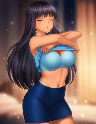 Kyanna Delrio takes off her shirt after a taxing but fulfilling workout (@GigaMessy) [HuniePop]