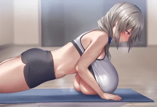 Tsuki tries to push-up