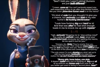 Judy explains the food chain to a poor, dumb furboi. [Anthro] [Zootopia] [Human Worship] [Human’d] [BHC]