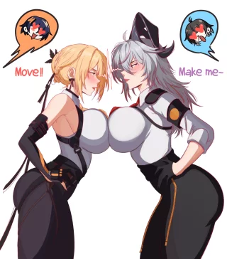 Its time to pick a side… (evelyn, zani) art by (@OnePen__)