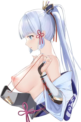 Ayaka taking off her armor (mukatsukusan)