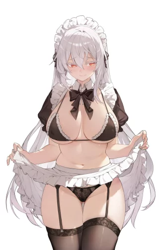 She lifts up own apron [Original]
