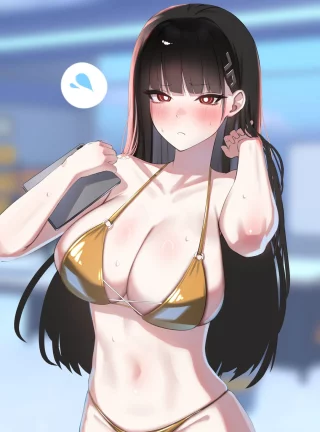 Rio in gold bikini