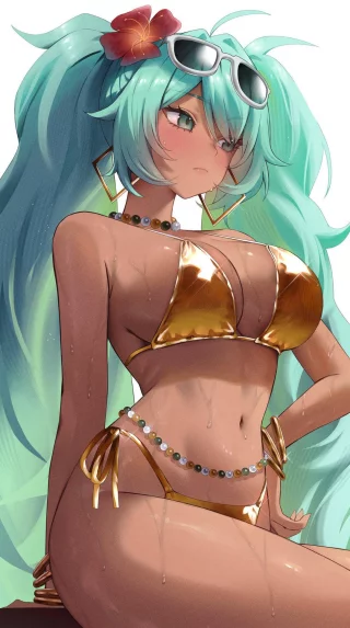 Miku in Golden Bikini (Vitamine) [Vocaloid]