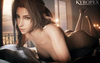 Aerith in bed (kyropex) [Final Fantasy]
