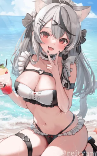 Maid Chloe at the beach [Hololive] (Reityana)