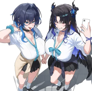 Kronii and Nerissa gyaru bullies (@yulmu98999) [Hololive]