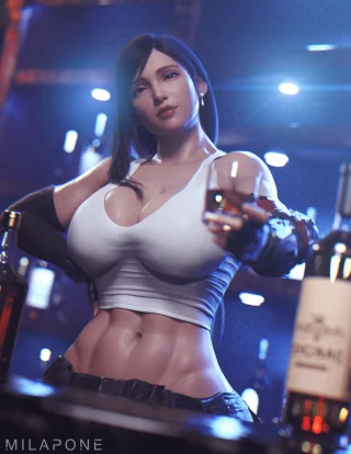 Tifa behind the bar (Milapone) [Final Fantasy]