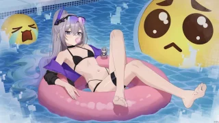Silver Wolf in the pool