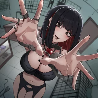 Showing off her new cuffs