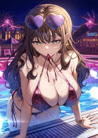 Swimming in the pool at night (ねしあ / Neshia0309) [Original]