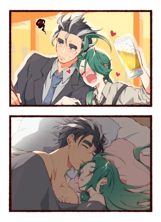 Two cute drunk dumbasses <3 (artist unknown)