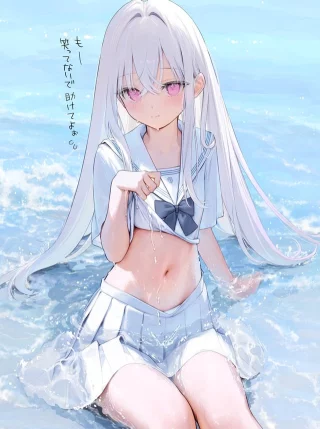 Soaking wet in a sailor outfit