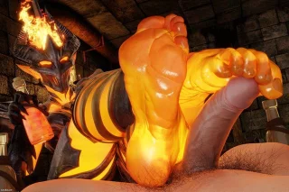Flame Atronach Footjob by Saltoxicdue3D