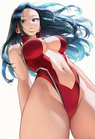 I bet (Momo) only wears a one-piece bikini as her hero outfit so that her teachers will give her top marks