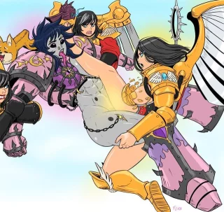 Slaanesh female space marine fight Celestina and Sororitas (Flick)