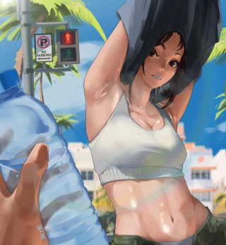 the heat is getting to her (defne_nsfw)