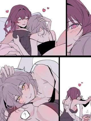 "Hmm~ aren't you a little perv, touching your girlfriend like this when we are cuddling? ... Gosh, don't look at me like that ... You know I can't say no to you~ ... Then you better be responsible to satisfy me now~ hehe"